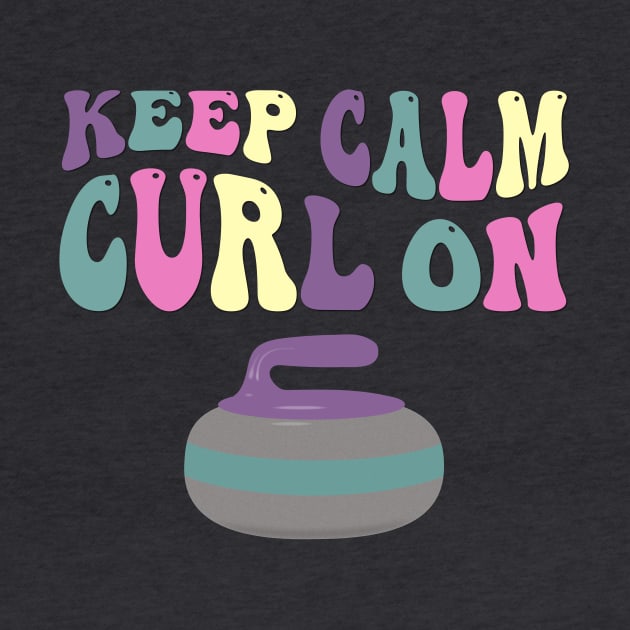 Groovy Retro Curling Sport Design - Keep Calm Curl On by Pixel Impressions Co